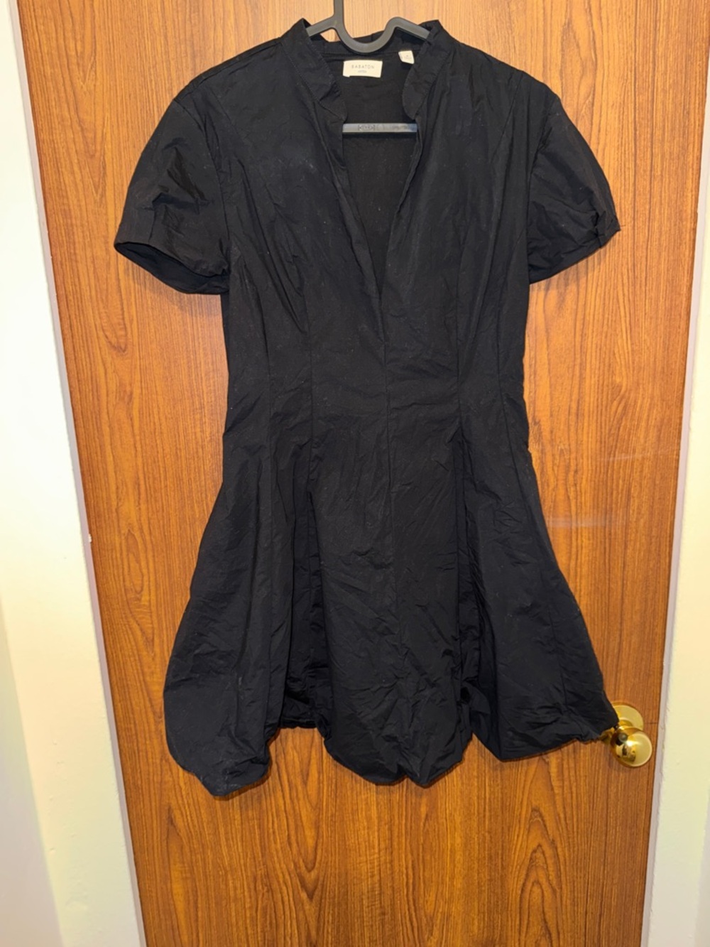 Aritzia Black Short-Sleeve Fit-and-Flare Mini Dress